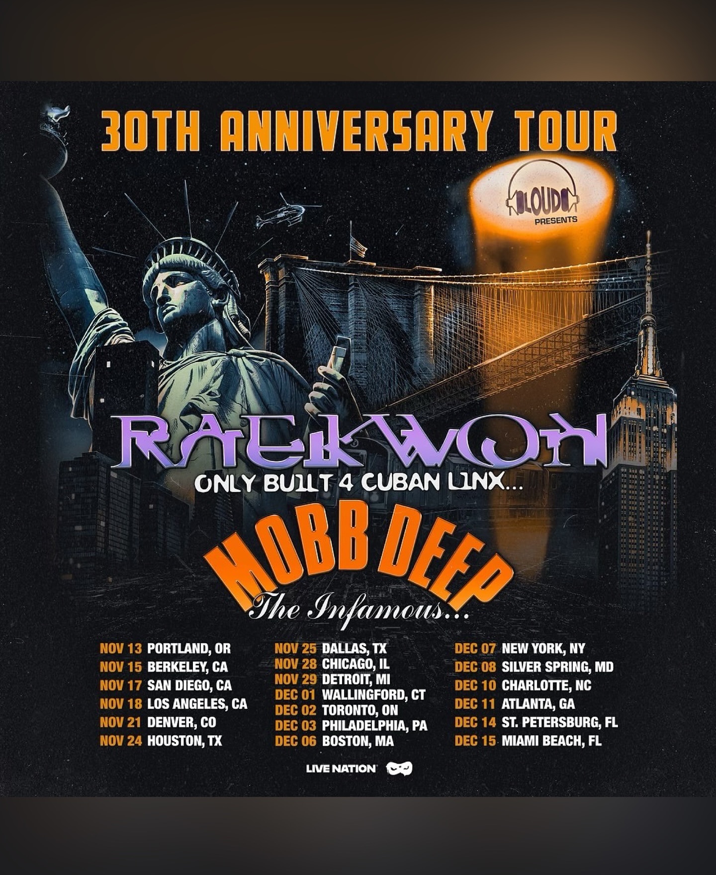 Raekwon 30th Anniversary Tour Poster 2025